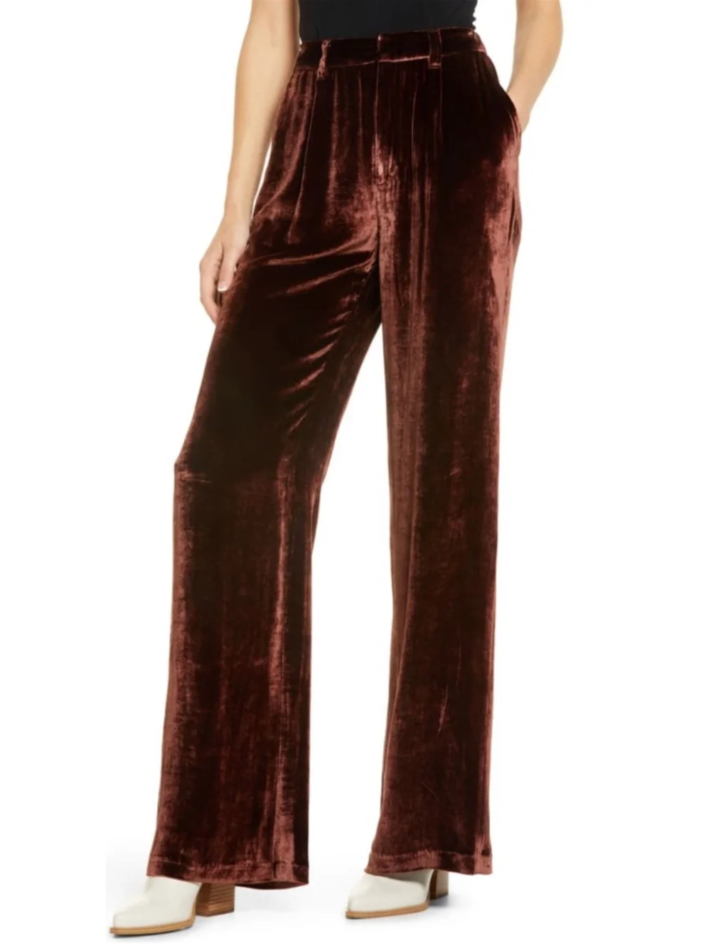 NEW Reformation Wes Velvet Pant Chestnut 2